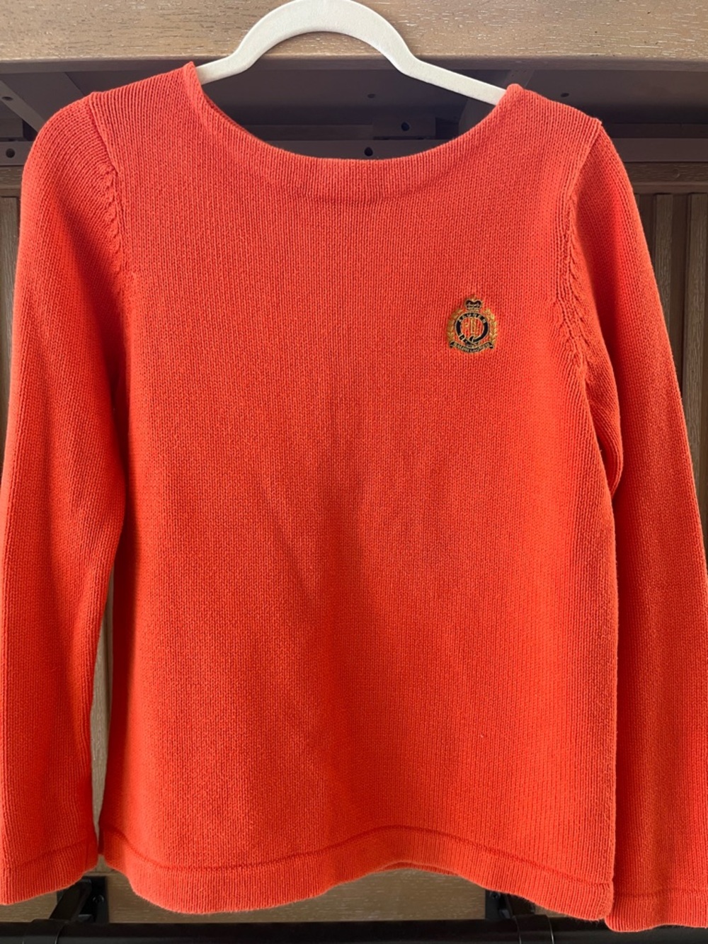 Ralph Lauren Women’s orange Knit Sweater  size small 100% cotton